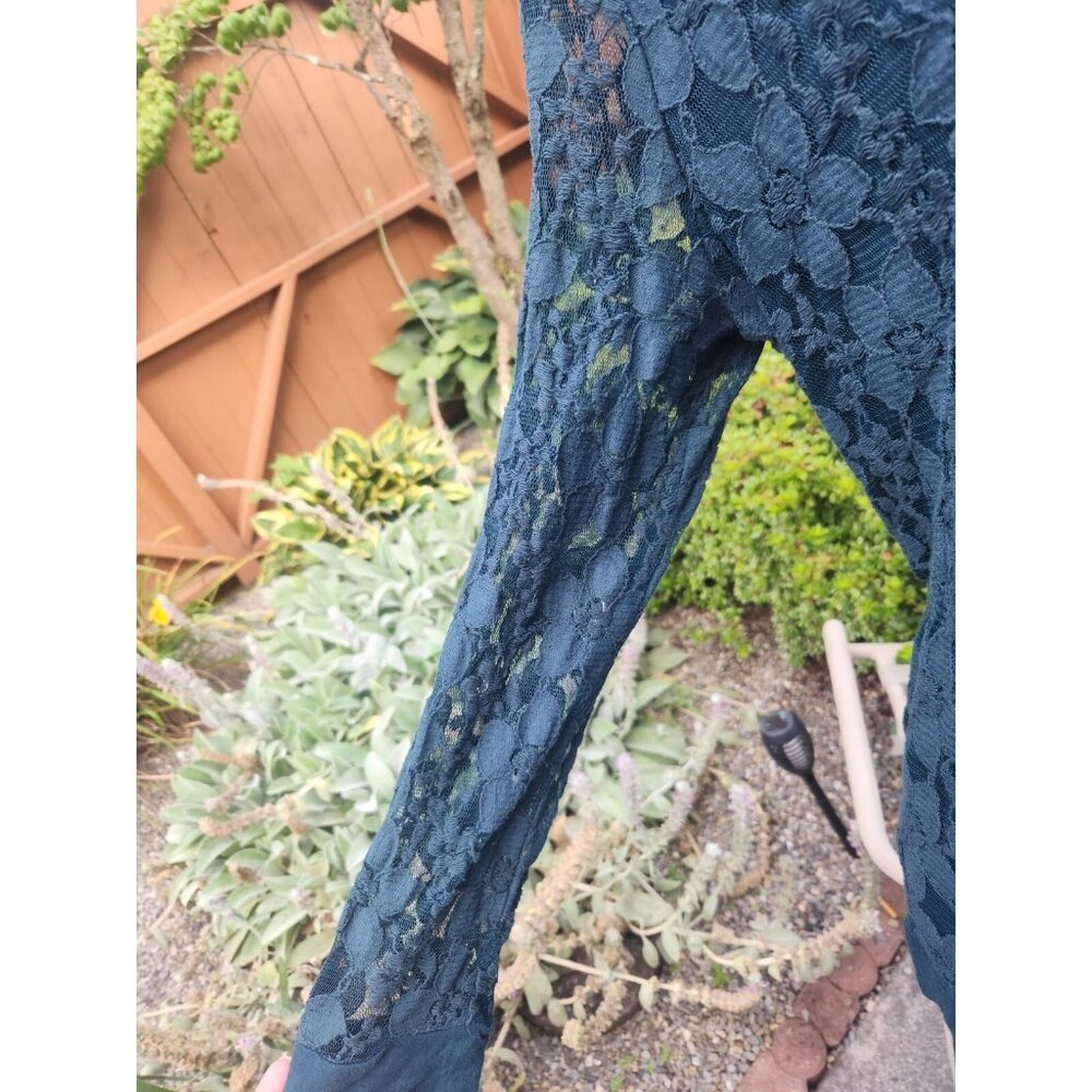 Adriana Papell Women's Teal Lace Long-Sleeve Top X-Large - Picture 2 of 4